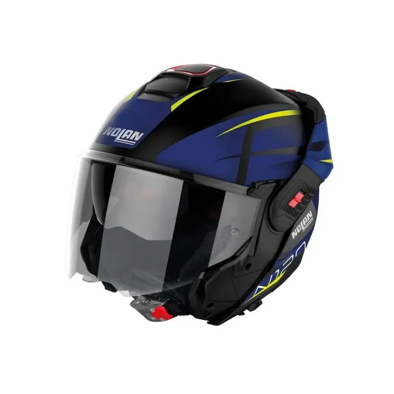 NOLAN N120-1 NIGHTLIFE N-COM 028 MOTO MODULARI CASCHI NERO BLU GIALLO