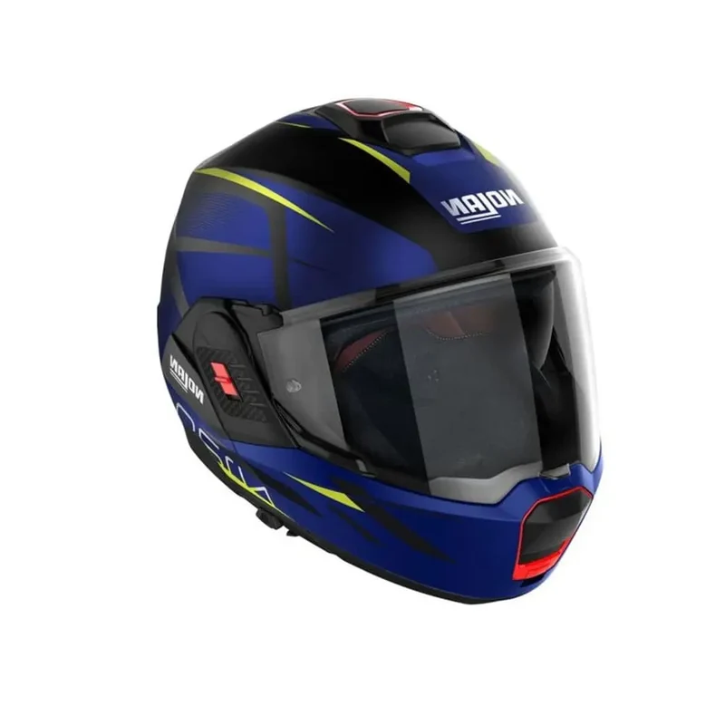 NOLAN N120-1 NIGHTLIFE N-COM 028 MOTO MODULARI CASCHI NERO BLU GIALLO
