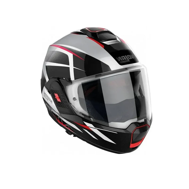 NOLAN N120-1 NIGHTLIFE N-COM 027 MOTO MODULARI CASCHI NERO GRIGIO BIANCO
