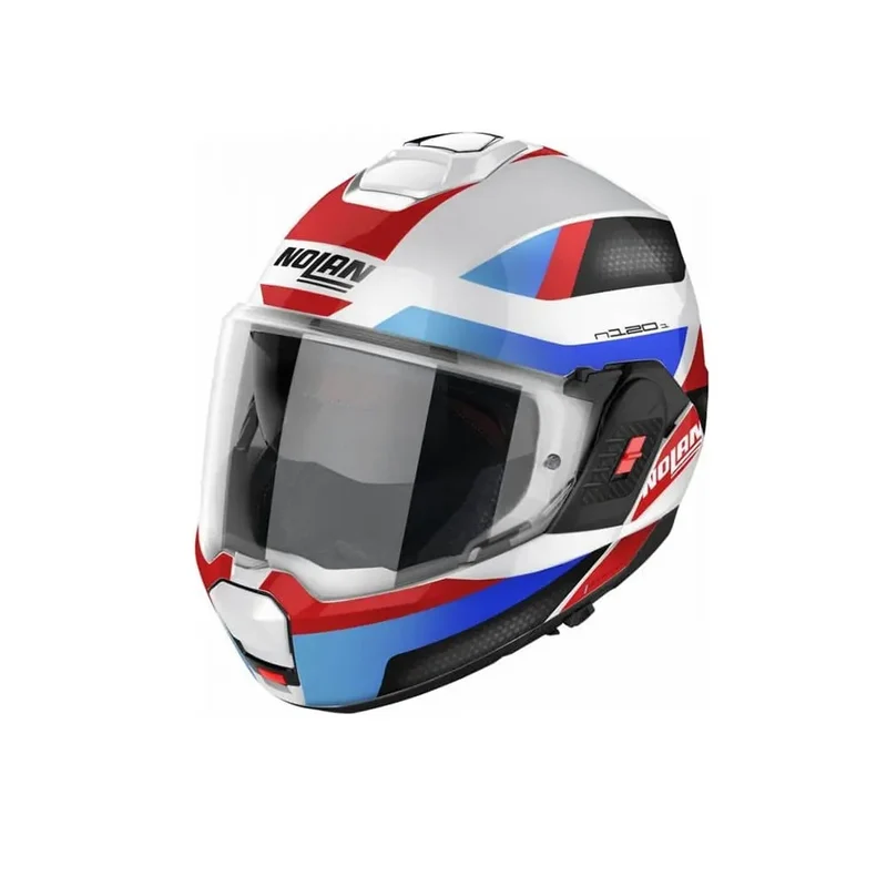 NOLAN N120-1 SUBWAY N-COM 024 MOTO MODULARI CASCHI BIANCO ROSSO BLU NERO
