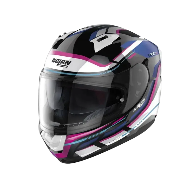 NOLAN N60-6 LANCER 065 MOTO INTEGRALI CASCHI NERO BIANCO ROSA