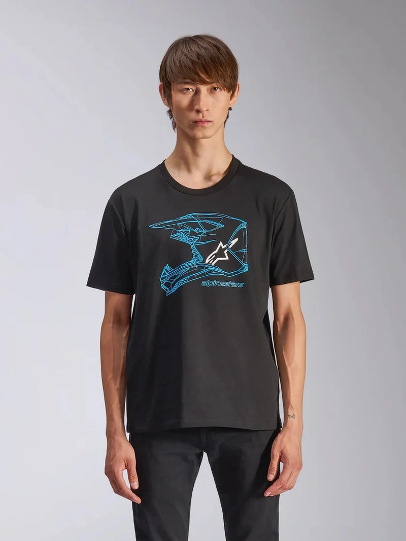 MAGLIA T-SHIRT ALPINESTARS MX HELMET CSF TEE NERA LOGO BLU