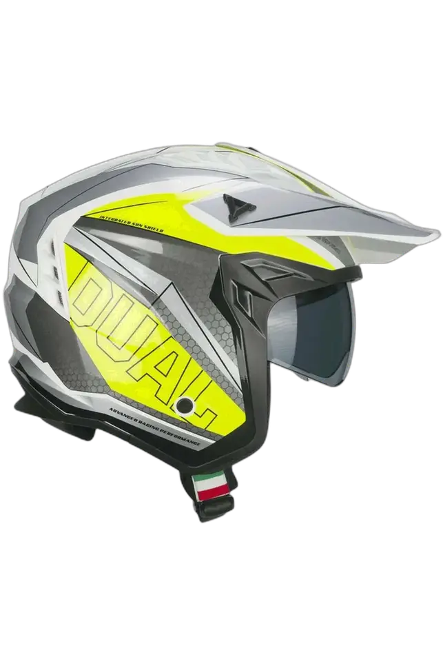 CGM 155G RUSH DUAL CASCHI DI MOTO JET BIANCO GIALLO FLUO