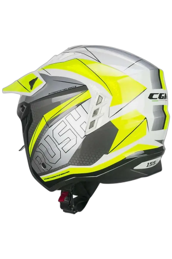 CGM 155G RUSH DUAL CASCHI DI MOTO JET BIANCO GIALLO FLUO