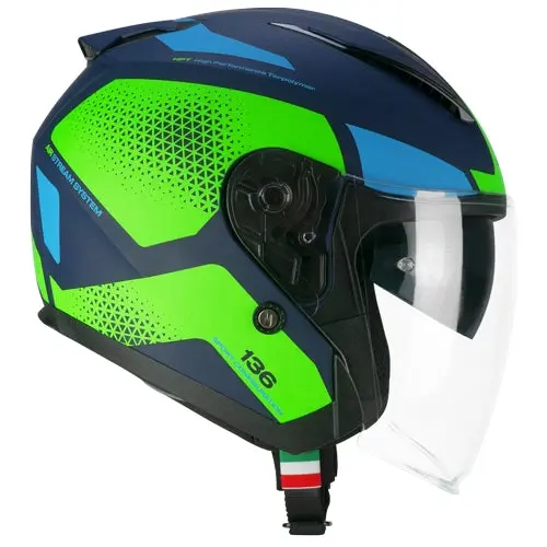 CGM 136G DNA GALAXY MOTO JET CASCHI DI MOTO BLU VERDE FLUO OPACO