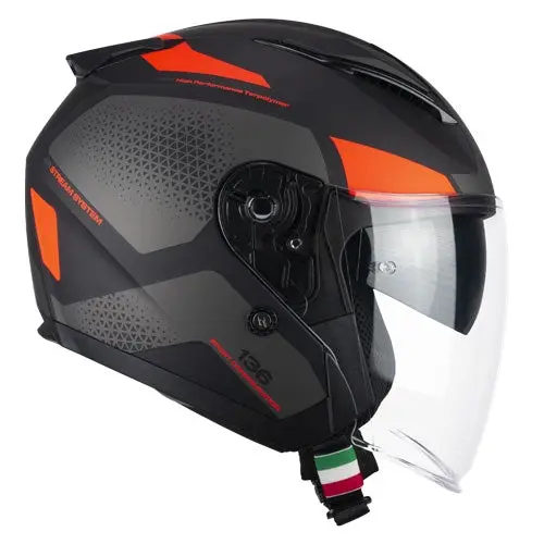 CGM 136G DNA GALAXY JET CASCHI DI MOTO NERO ARANCIO FLUO OPACO