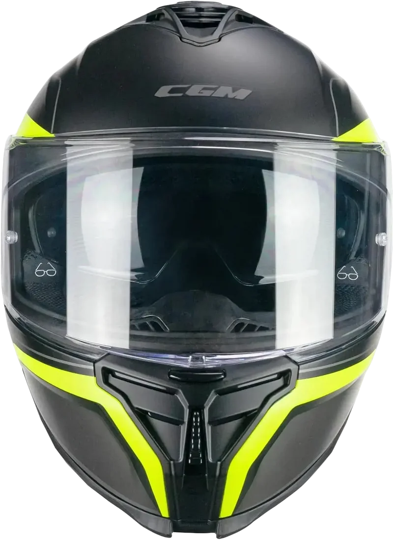 CGM 363X SHOT RUN INTEGRALI CASCHI DI MOTO NERO GIALLO FLUO OPACO