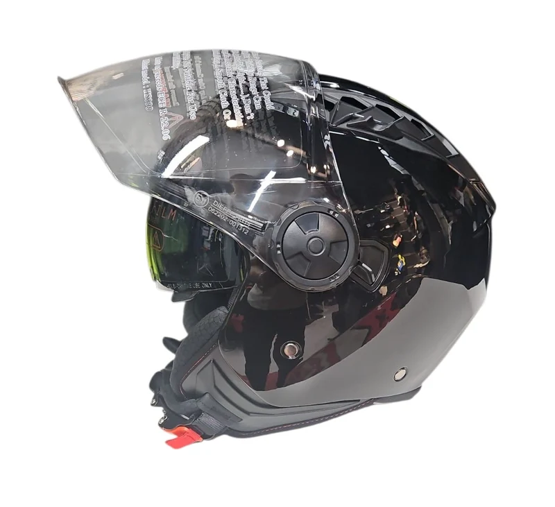 CASCO JET DIEFFE DF62 DOPPIA VISIERA NERO LUCIDO