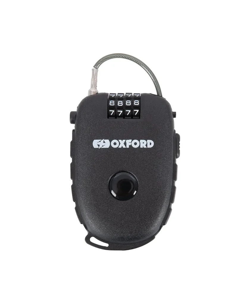 OXFORD - Lucchetto con cavo a combinazione retrattile 75 cm Nero