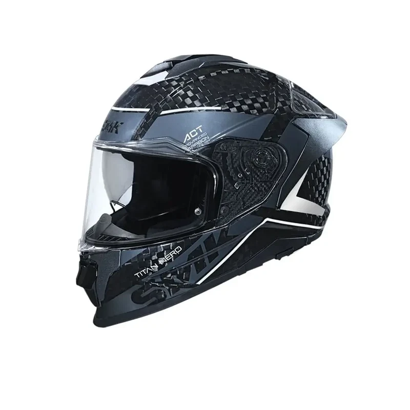SMK TITAN CARBON GL261 Moto Integrale Caschi Nero Bianco Grigio