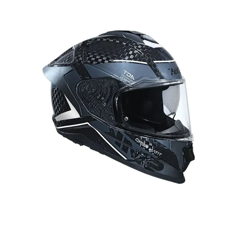 SMK TITAN CARBON GL261 Moto Integrale Caschi Nero Bianco Grigio
