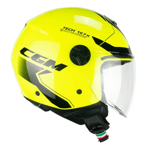 CGM 167X FLO TECH JET CASCHI DI MOTO GIALLO FLUO NERO