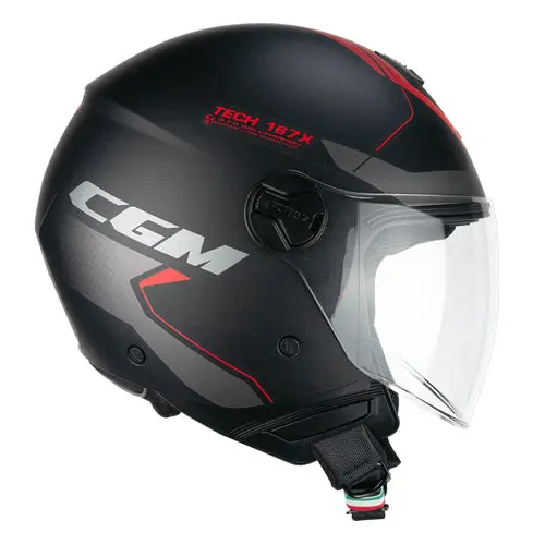 CGM 167X FLO TECH JET CASCHI DI MOTO NERO ROSSO