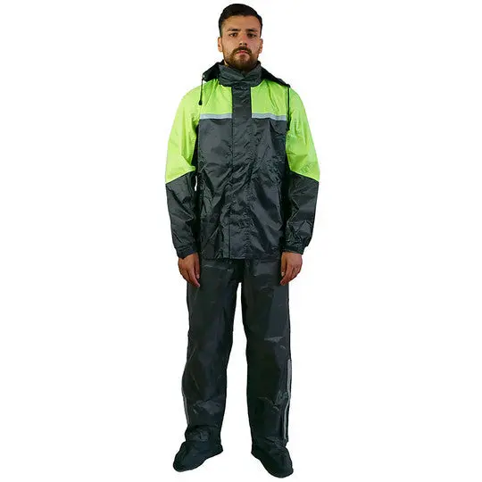 Set Antipioggia Giacca e Pantalone Tj Marvin CLASSICO E31 Nero Giallo Fluo(2pz)