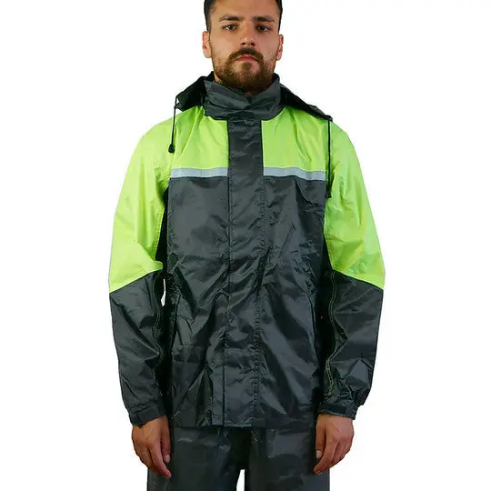 Set Antipioggia Giacca e Pantalone Tj Marvin CLASSICO E31 Nero Giallo Fluo(2pz)