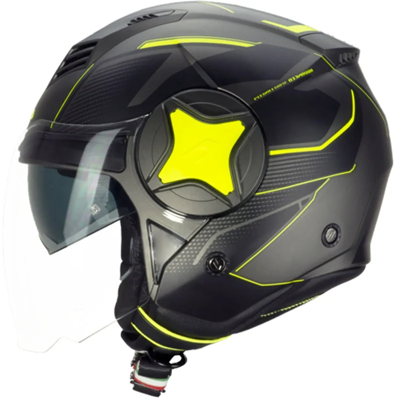 CGM 169A ILLI JET DOPPIA VISIERA GRAFITE CASCHI DI MOTO GIALLO FLUO SATINATO
