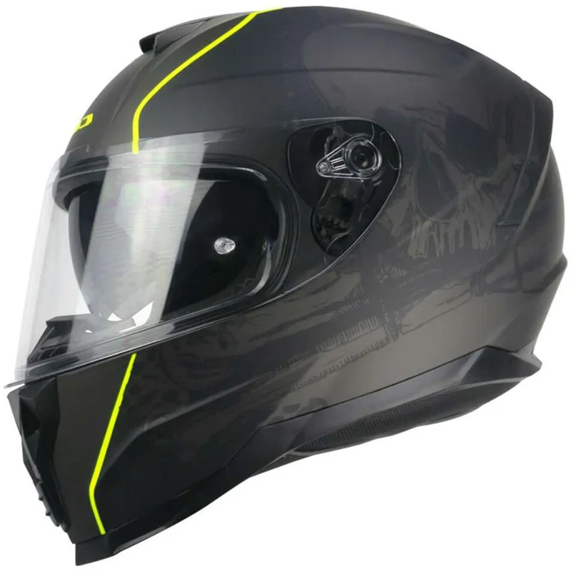 CGM 321S ATOM SKULL INTEGRALI CASCHI DI MOTO NERO GIALLO FLUO OPACO