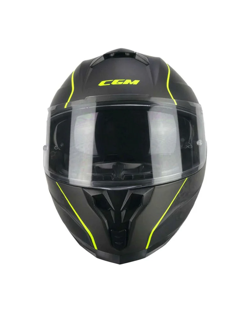 CGM 321S ATOM SKULL INTEGRALI CASCHI DI MOTO NERO GIALLO FLUO OPACO
