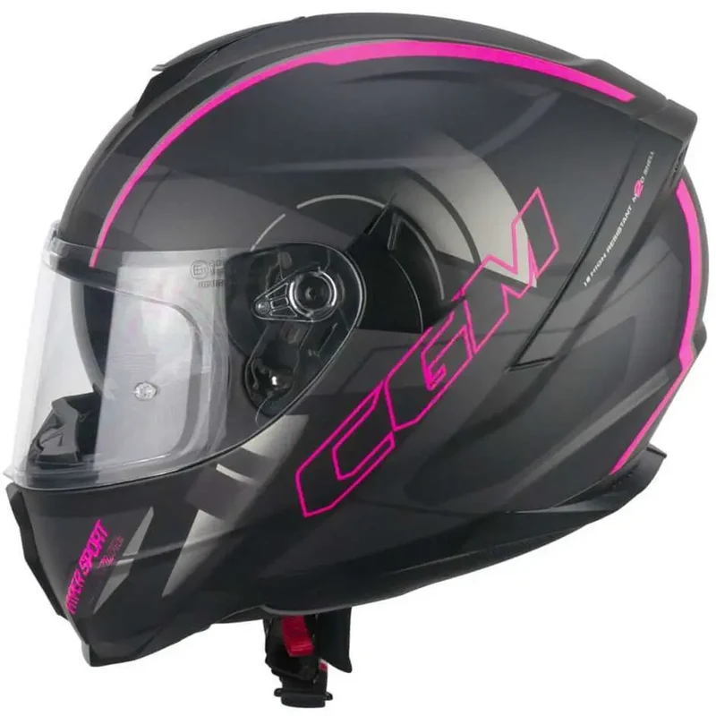 CGM 321G ATOM SPORT INTEGRALI CASCHI DI MOTO NERO FUCSIA FLUO OPACO