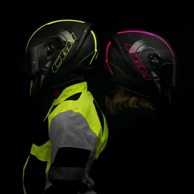 CGM 321G ATOM SPORT INTEGRALI CASCHI DI MOTO NERO FUCSIA FLUO OPACO