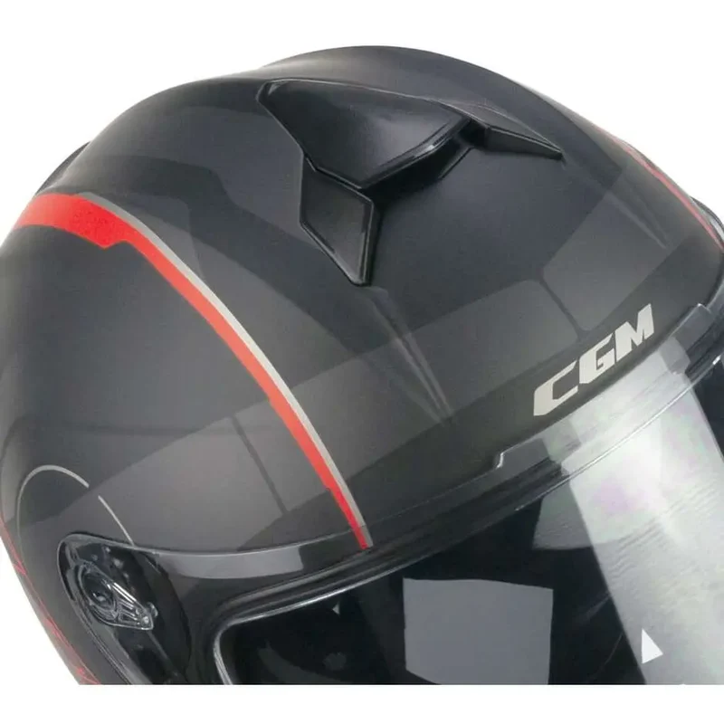CGM 321G ATOM SPORT INTEGRALI CASCHI DI MOTO NERO ROSSO OPACO