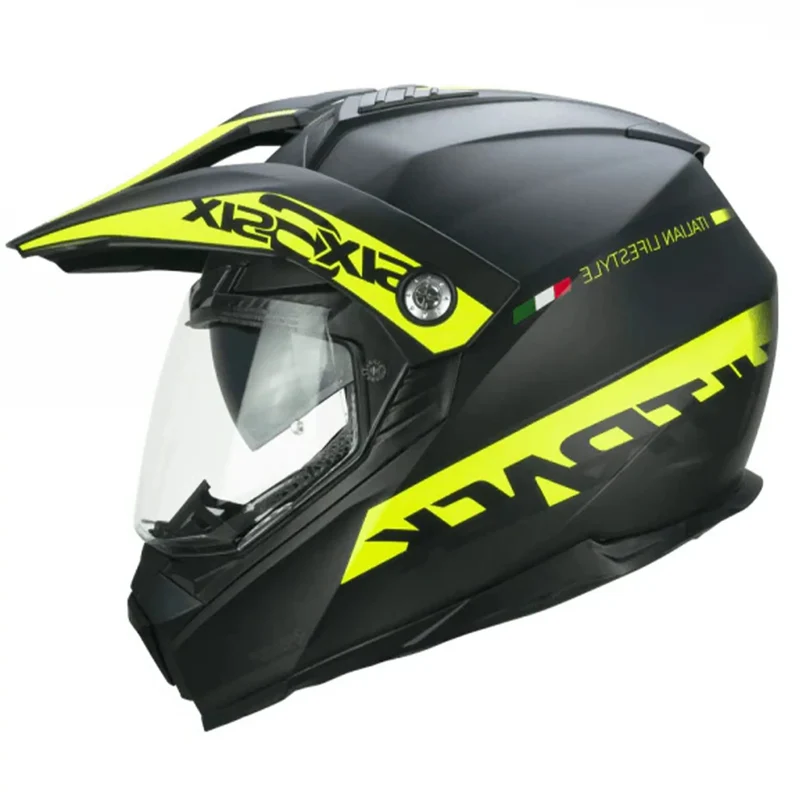 CGM 666S TWIN HITRACK INTEGRALI AVVENTURA CASCHI DI MOTO NERO GIALLO FLUO OPACO
