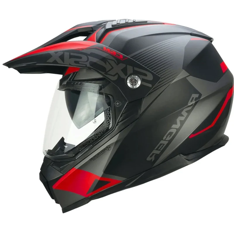 CGM 666G TWIN RANGER AVVENTURA CASCHI DI MOTO NERO ROSSO OPACO