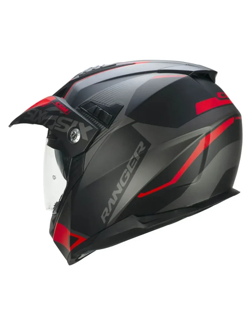 CGM 666G TWIN RANGER AVVENTURA CASCHI DI MOTO NERO ROSSO OPACO