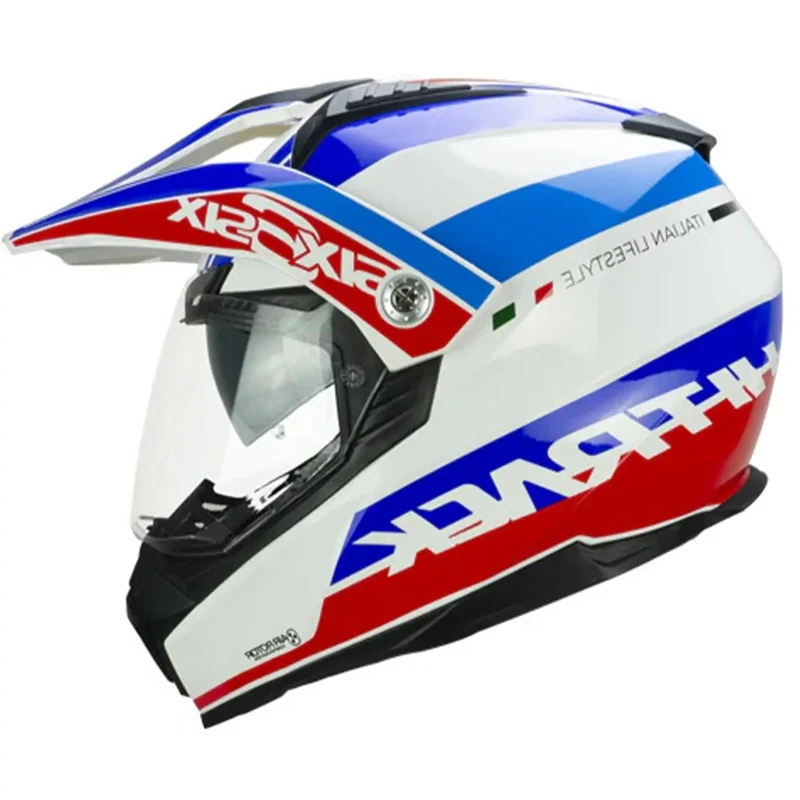 CGM 666S TWIN HITRACK AVVENTURA CASCHI DI MOTO BIANCO BLU ROSSO