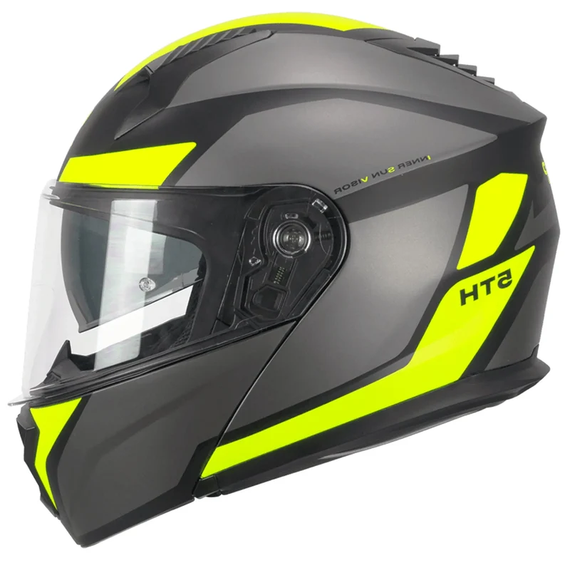 SKA-P 5THG FALCON SPORT Moto Modulare Caschi Nero Giallo fluo opaco