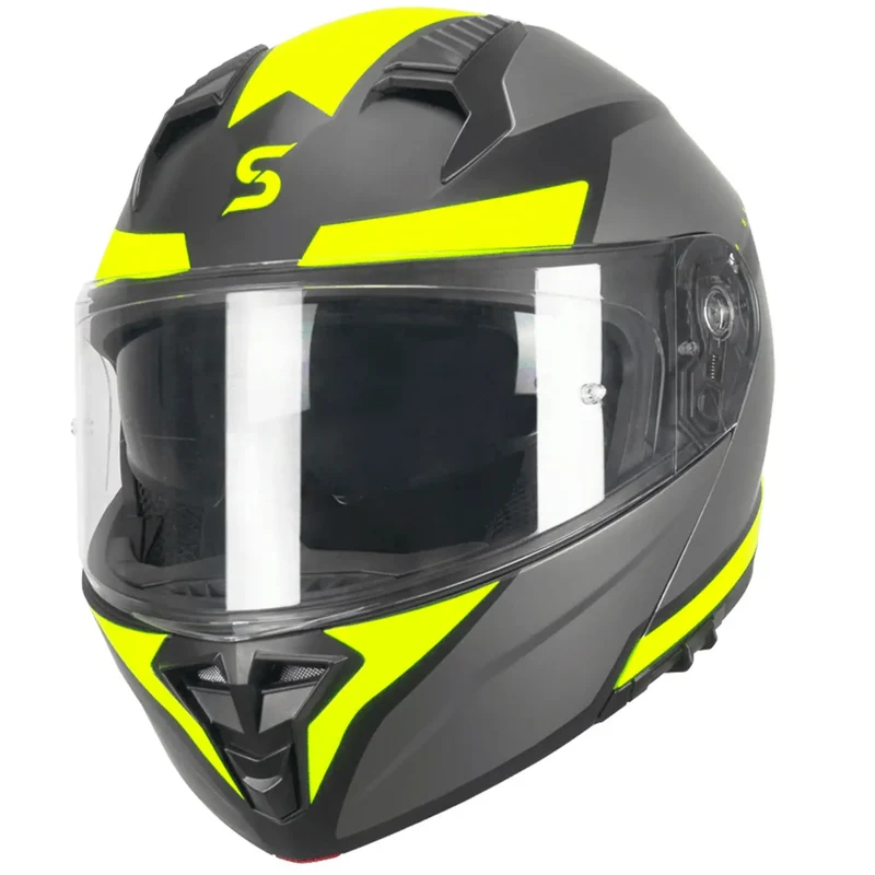 SKA-P 5THG FALCON SPORT Moto Modulare Caschi Nero Giallo fluo opaco