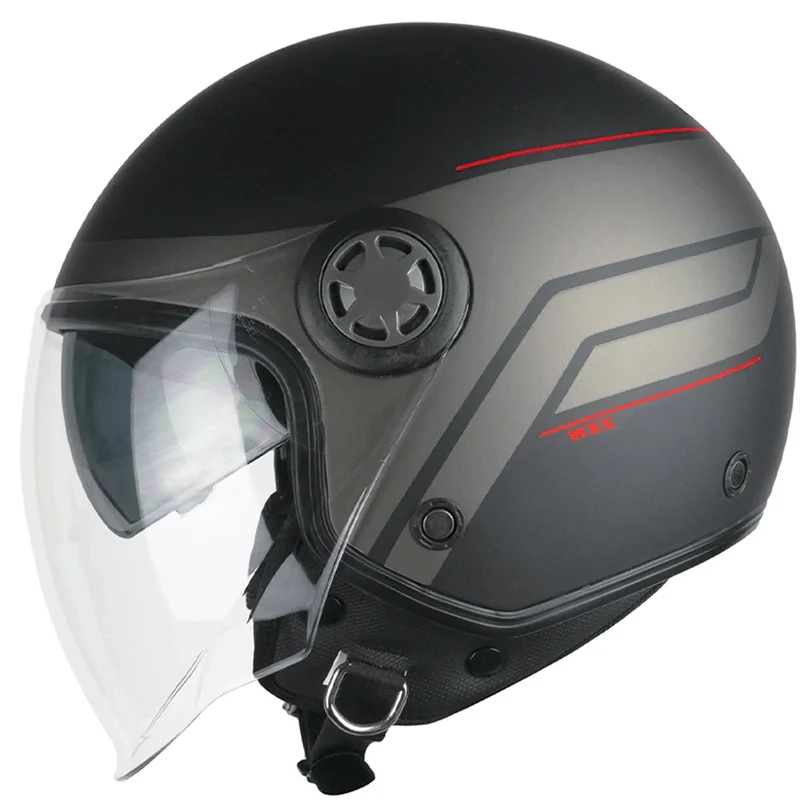 SKA-P 1SHG ZEN CITY Moto Aperta Jet Caschi Nero Rosso Opaco