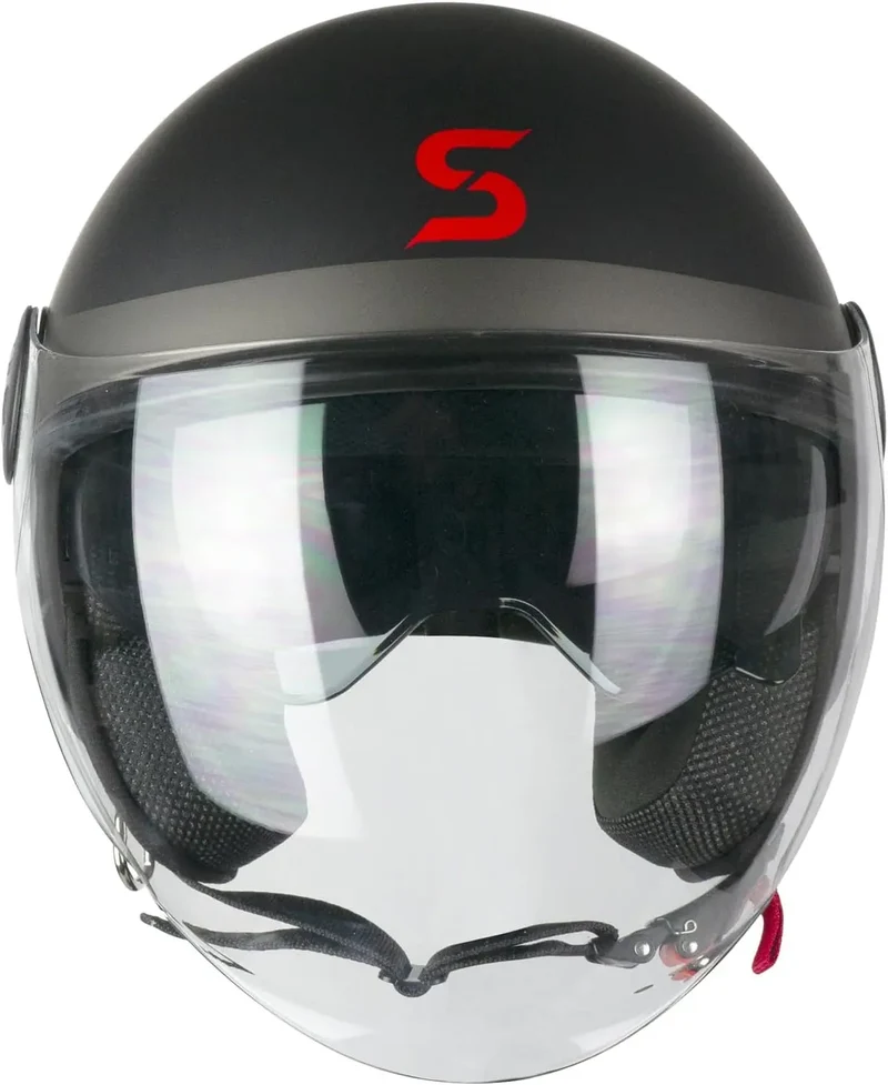 SKA-P 1SHG ZEN CITY Moto Aperta Jet Caschi Nero Rosso Opaco