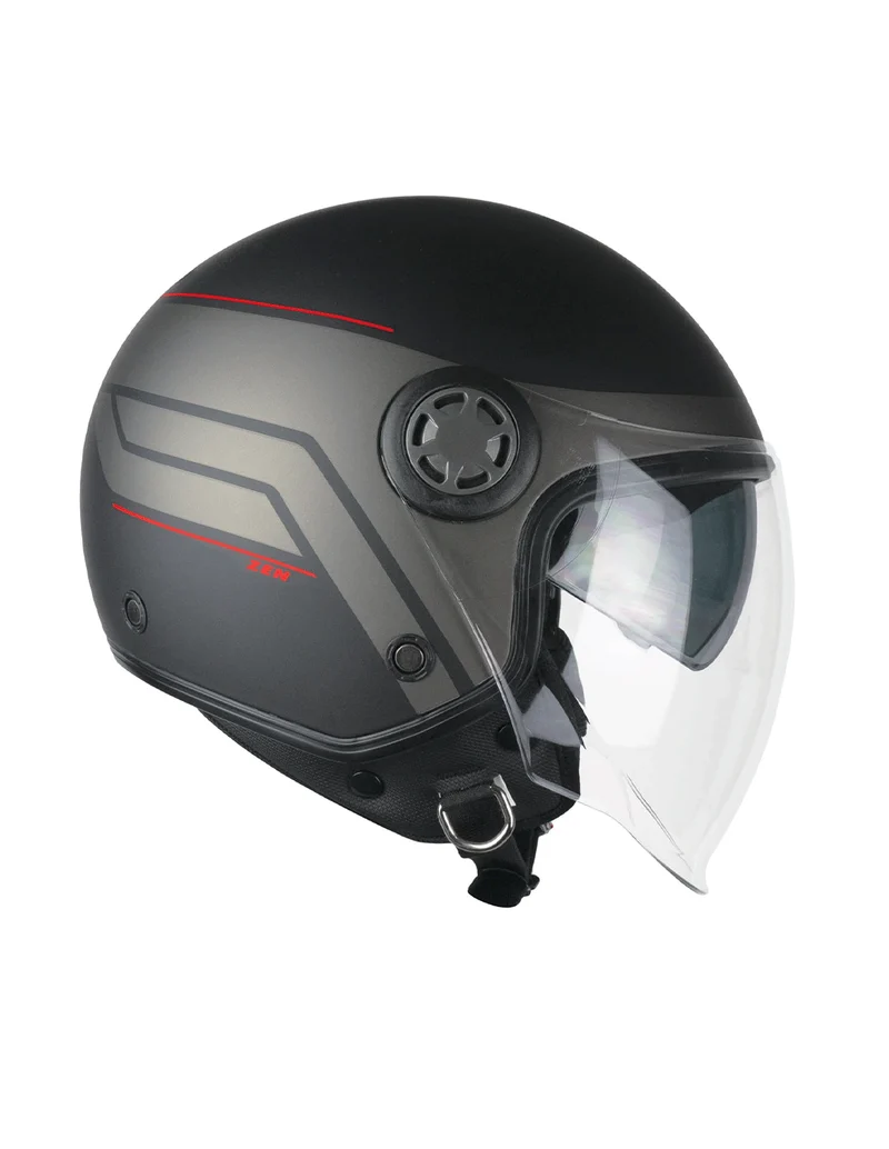 SKA-P 1SHG ZEN CITY Moto Aperta Jet Caschi Nero Rosso Opaco