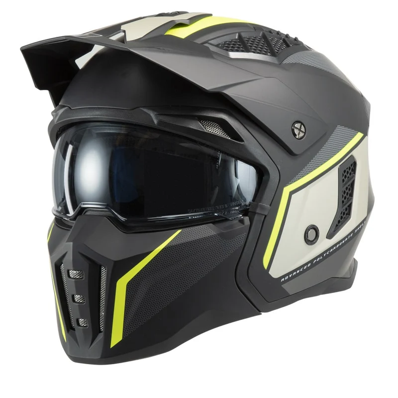 CASCO SCOMPONIBILE MPH HARRIER CUBI NERO GIALLO FLU ECE.22.06