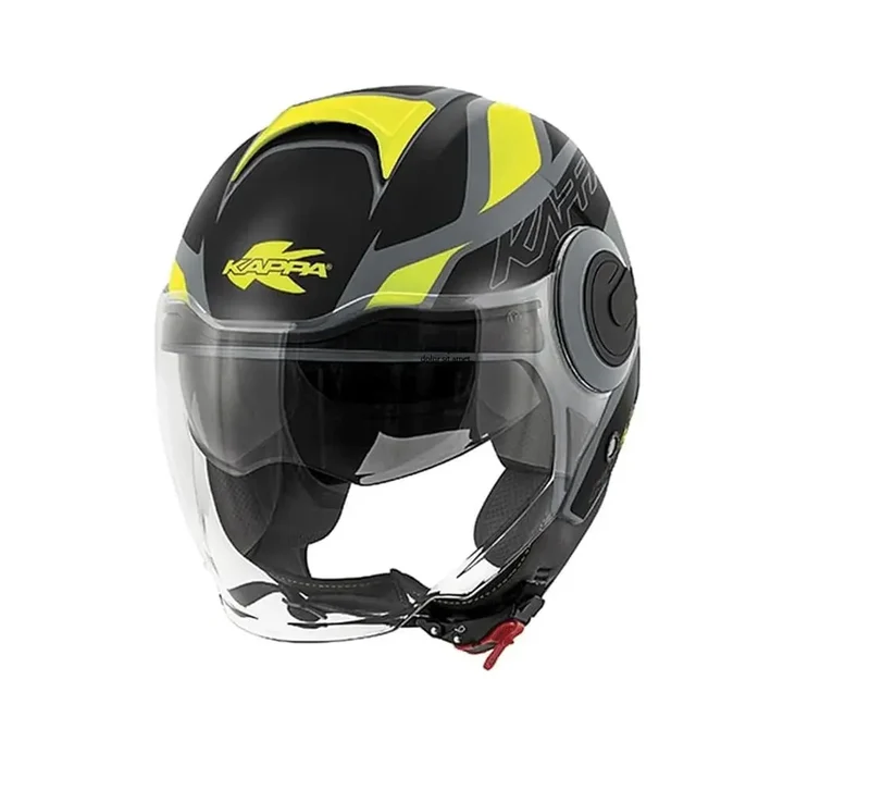 KAPPA KV37 EVO OREGON VISO APERTO CASCHI DI MOTO GRIGIO NERO OPACO GIALLO