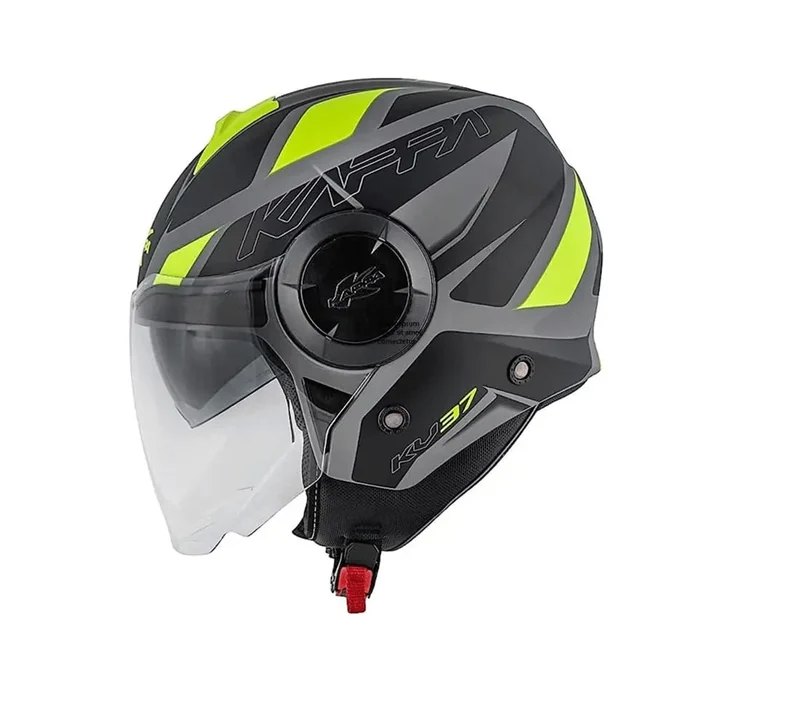 KAPPA KV37 EVO SHARP MOTOCICLO JET CASCHI DI MOTO NERO OPACO GIALLO