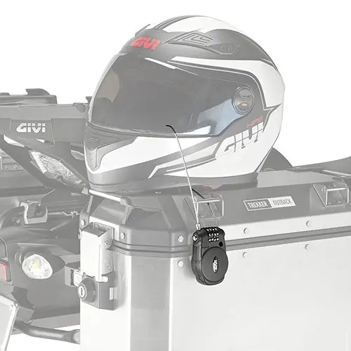 GIVI LUCCHETTO CASCHI DI MOTO CON CAVO RETRATTILE + LUCCHETTO A COMBINAZIONE (R1509)