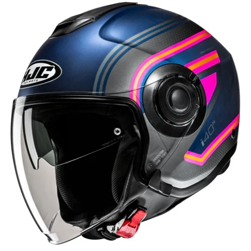 CASCO JET HJC I40N LINIA MC28SF BLU GRIGIO FUXIA OPACO