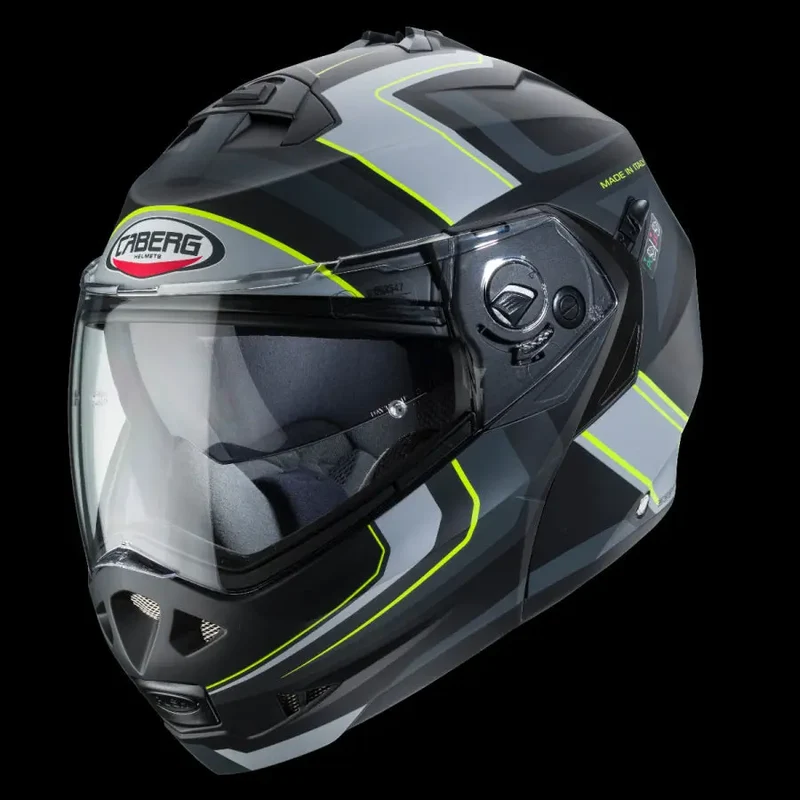 CABERG DUKE 2 TOUR MODULARE CASCHI DI MOTO NERO OPACO GIALLO ANTRACITE ARGENTO