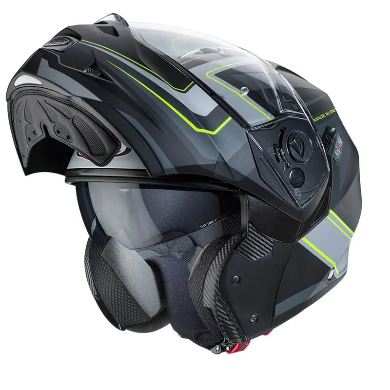 CABERG DUKE 2 TOUR MODULARE CASCHI DI MOTO NERO OPACO GIALLO ANTRACITE ARGENTO