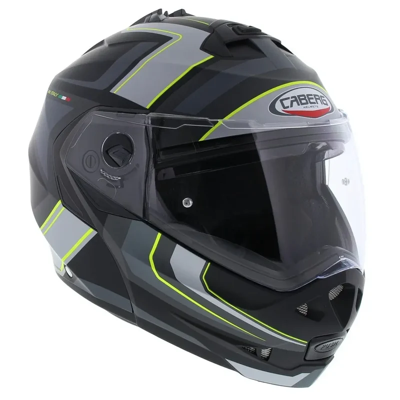 CABERG DUKE 2 TOUR MODULARE CASCHI DI MOTO NERO OPACO GIALLO ANTRACITE ARGENTO