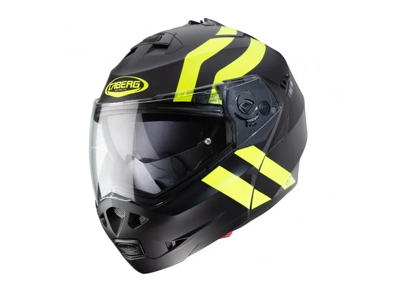 CABERG DUKE 2 SUPERLEGEND MODULARE CASCHI DI MOTO NERO OPACO GIALLO FLUO