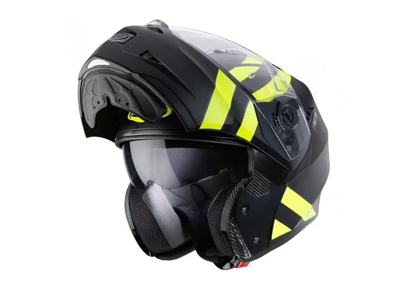 CABERG DUKE 2 SUPERLEGEND MODULARE CASCHI DI MOTO NERO OPACO GIALLO FLUO