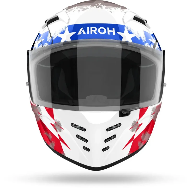 AIROH CONNOR NATION Moto Integrale Caschi Bianco Rosso Blu