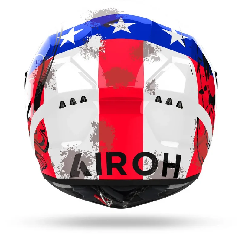 AIROH CONNOR NATION Moto Integrale Caschi Bianco Rosso Blu