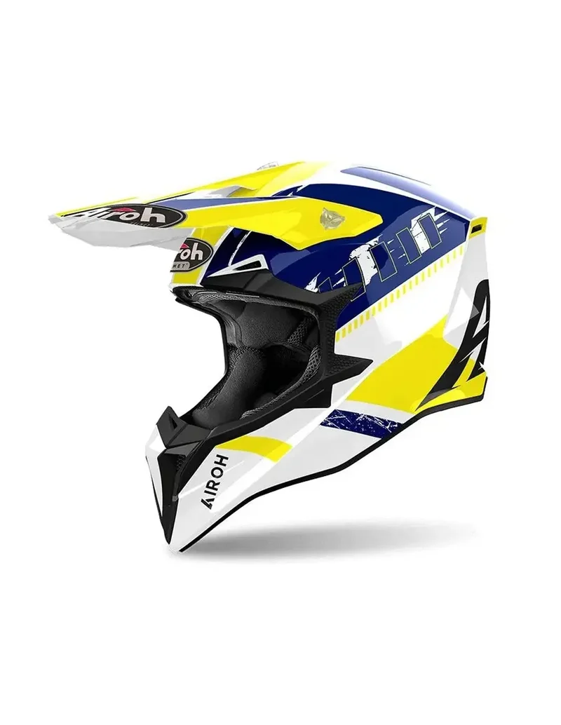 AIROH WRAAAP FEEL AVVENTURA CASCHI GIALLO BLU LUCIDO