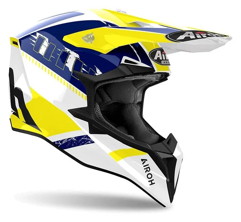 AIROH WRAAAP FEEL AVVENTURA CASCHI GIALLO BLU LUCIDO
