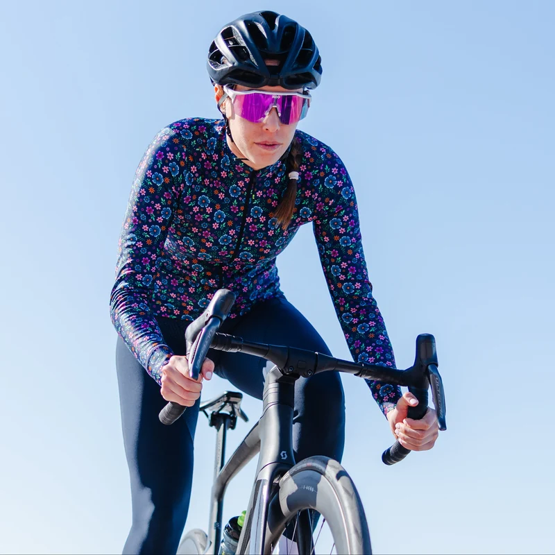 Maglia maniche lunghe donna Ale Pragma Flowery - Blu