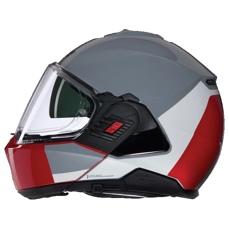 CASCO REVERS NOLAN N120-1 GRAFO 349 GRIGIO BIANCO ROSSO FLIP UP